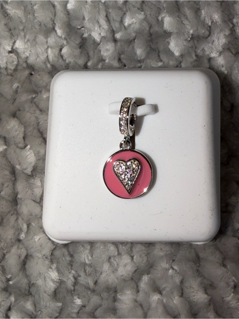 925 Sterling Silver 1 carat Moissanite Pink Heart Charm Pendant